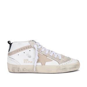 Golden Goose Mid Star High-Top Sneakers White Tan Star EU 41